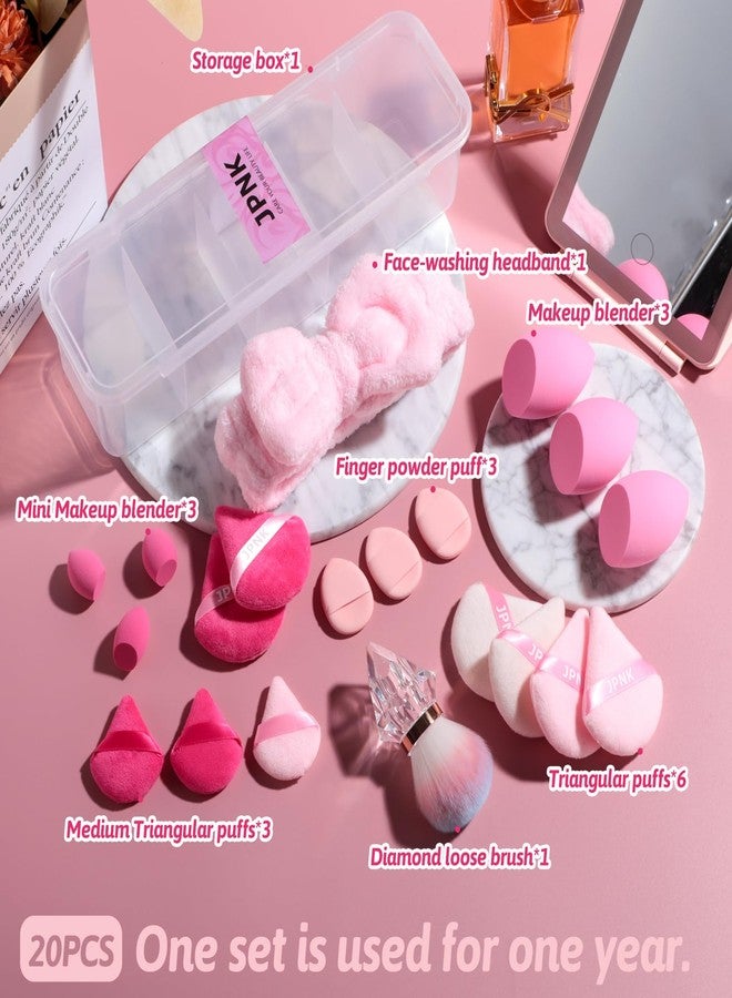JPNK 20PCS Makeup Sponges Set with Powder Puff Brush for Liquid, Cream, and Powder And Small Mini Figure Makeup Sponge - Image 2